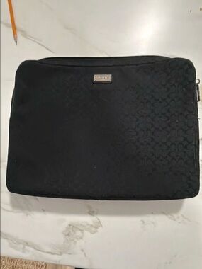 Coach Black Signature Jacquard Laptop Sleeve